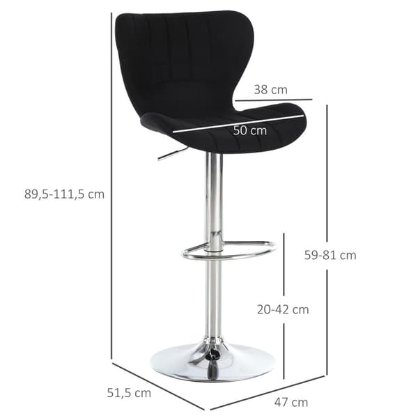 Rootz Sarja 2 säädettävää baarijakkaraa - keittiön syöttötuoli - pyöritettävät uloste - optimaalinen tuki - 47x51.5x89.5-111.5cm