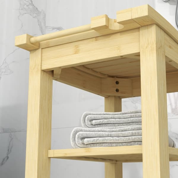 Rootz bambu duschpall - badbänk - trästol - hållbar bambu - 42L x 29W x 43h cm