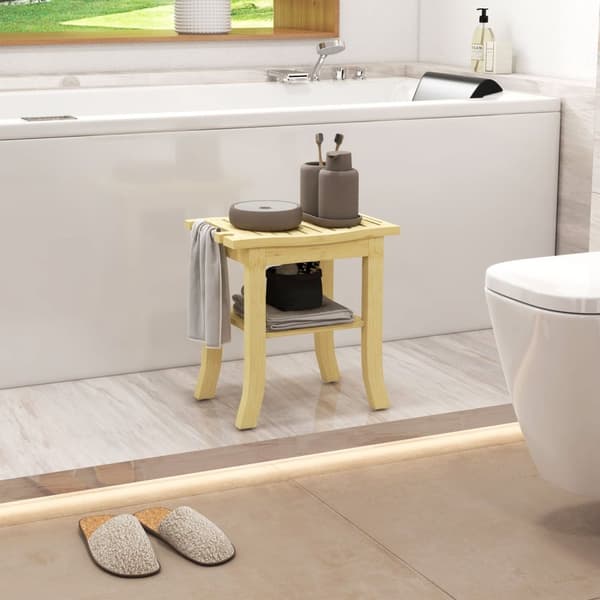Rootz bambu duschpall - badbänk - trästol - hållbar bambu - 42L x 29W x 43h cm