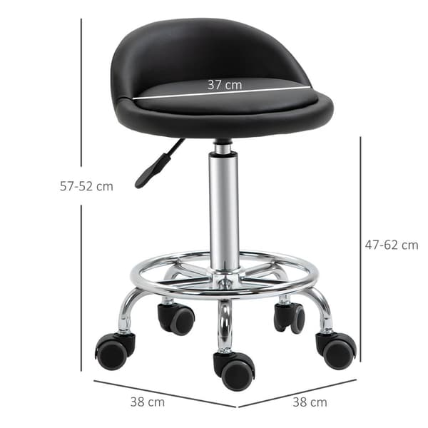 Rootz 2 -stykke sæt rullende afføring - Massage -afføring - Ergonomisk arbejdsstole - 360 ° Rotationssæder - 38W x 38d x 57-72H CM