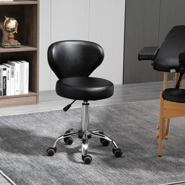 ROOTZ ROLLING MASSAGE AFTOOL - ROTATERING ARBEJDE AFTOLE - Ergonomisk sæde - Højdejusterbar komfort - 45L x 54W x 73-88H cm, sort PU -læderafdækning