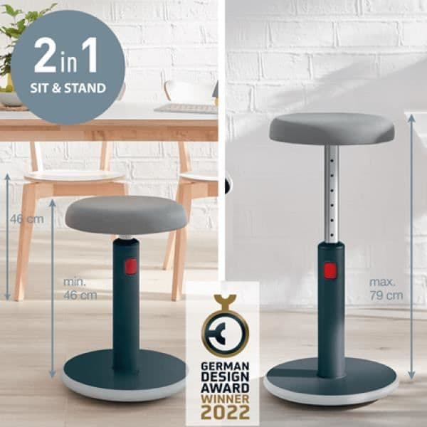 Ergonomisk sittställning 2 i 1 pall - Grå - Leitz Ergo