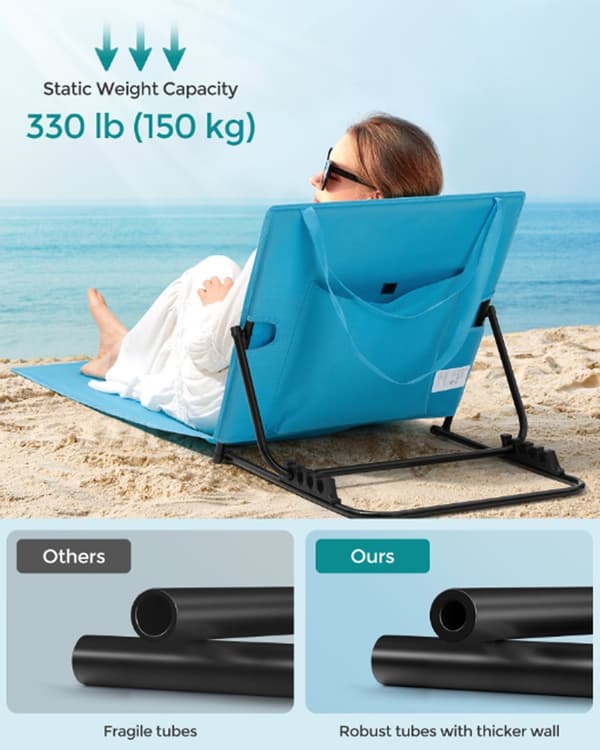 Uppsättning av 2 vikbara solstolar med handtag - Sky Blue