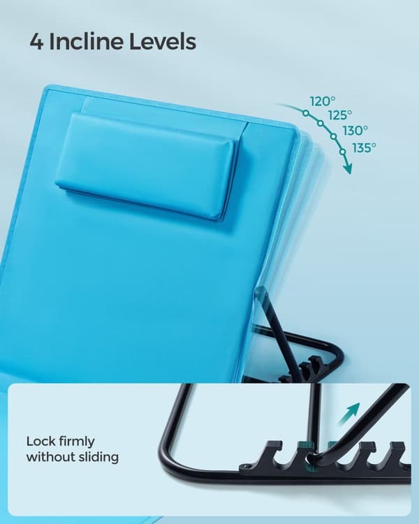Uppsättning av 2 vikbara solstolar med handtag - Sky Blue