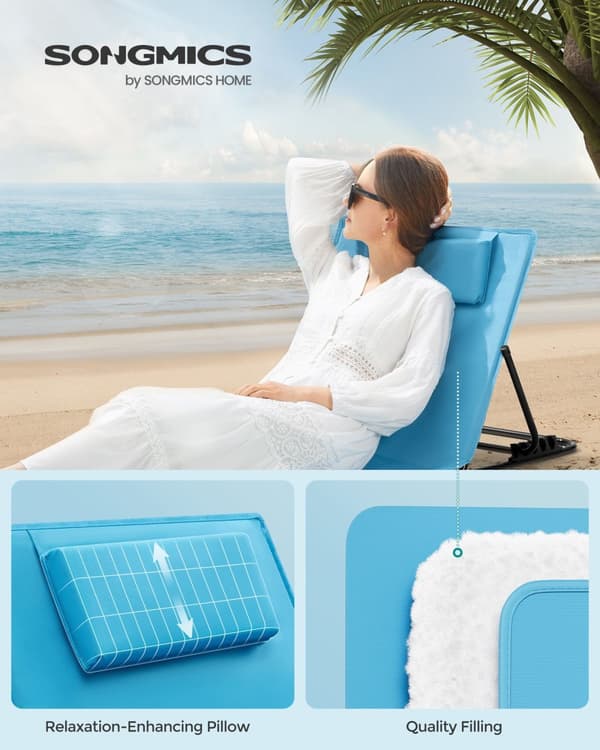 Uppsättning av 2 vikbara solstolar med handtag - Sky Blue