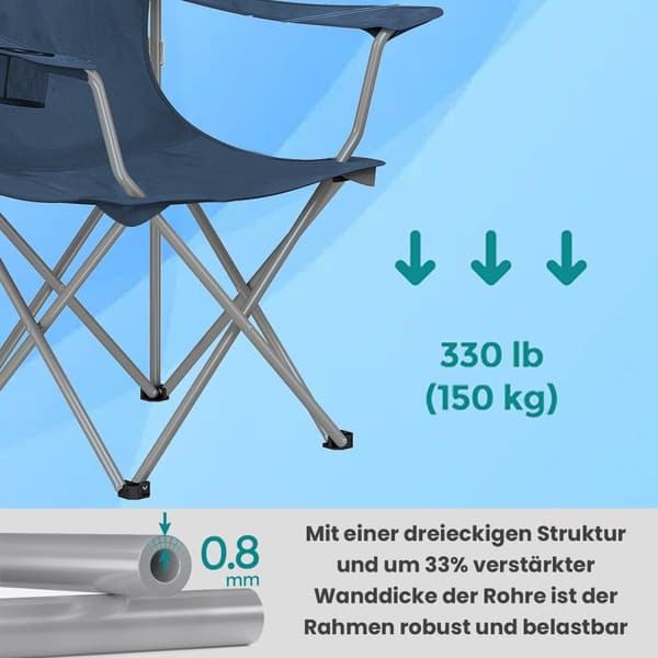 Campingstolar uppsättning av 2 - fiskpallar med armstöd - lastkapacitet 150 kg - utomhus