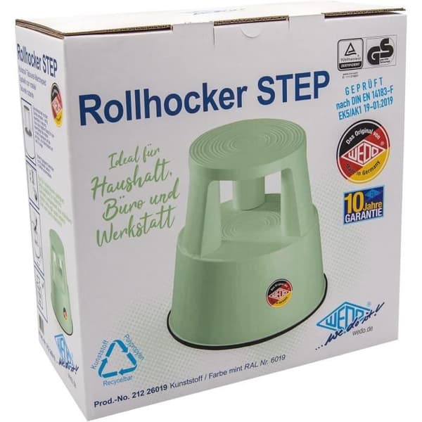 WEDO Steg Tabouret med hjul i Vit Plast 45 cm