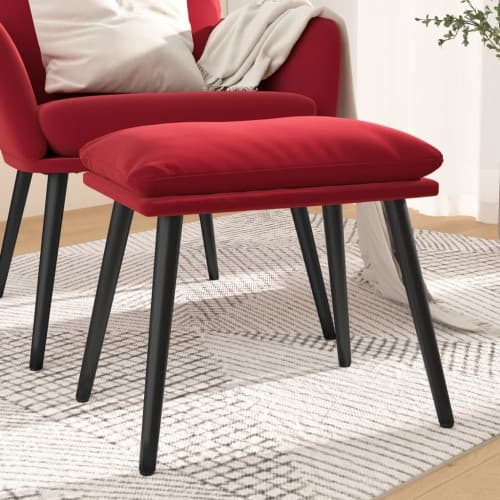 Fotpall vinröd 45x29,5x35 cm sammet