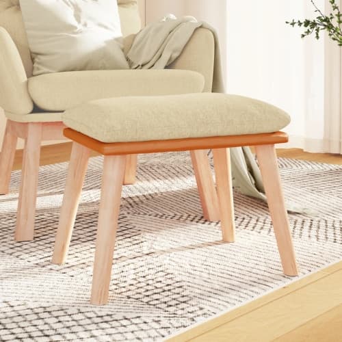 Fotpall gräddvit 45x29,5x35 cm tyg och konstläder
