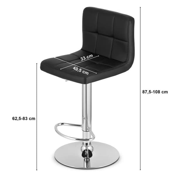 Taburett - OSKAR - PROT - Ekoleder svart - Höjdjusterbar - Kontemporär design