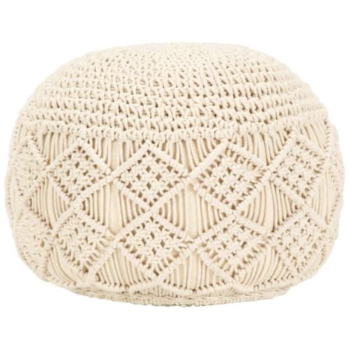 Handgjord sittpuff makramé 45x30 cm bomull