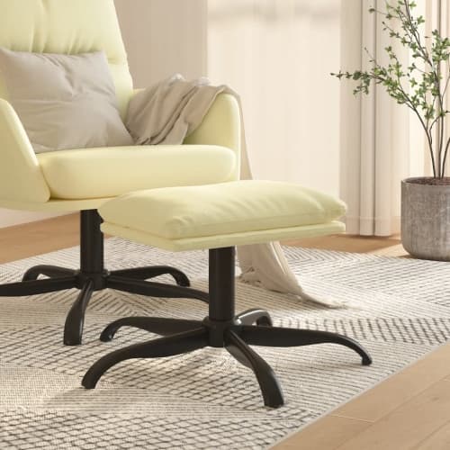 Fotpall gräddvit 60x60x36 cm konstläder
