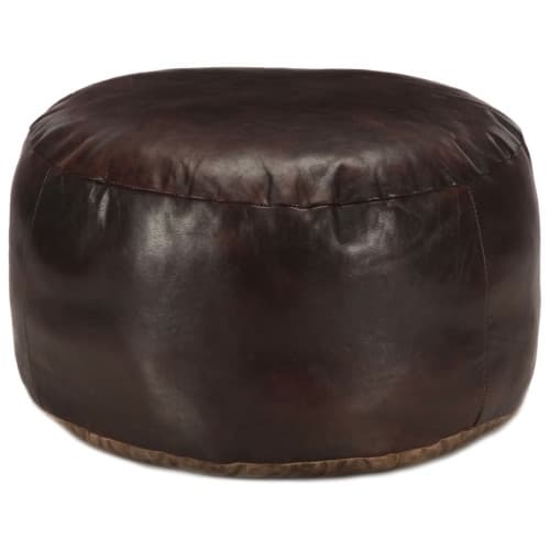 Sittpuff mörkbrun 60x30 cm äkta getskinn