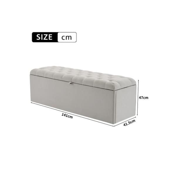 Lin, stoppad bänk, 141*41.5*47cm(L*b*H), stoppad bänk, sängbänk, bänk med förvaringsutrymme, ljusgrå