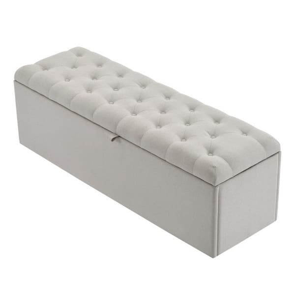 Lin, stoppad bänk, 141*41.5*47cm(L*b*H), stoppad bänk, sängbänk, bänk med förvaringsutrymme, ljusgrå