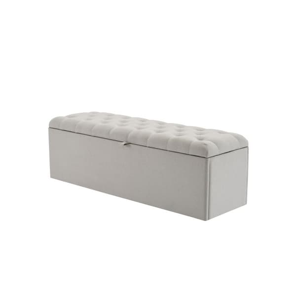 Lin, stoppad bänk, 141*41.5*47cm(L*b*H), stoppad bänk, sängbänk, bänk med förvaringsutrymme, ljusgrå