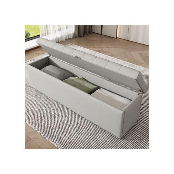 Lin, stoppad bänk, 141*41.5*47cm(L*b*H), stoppad bänk, sängbänk, bänk med förvaringsutrymme, ljusgrå