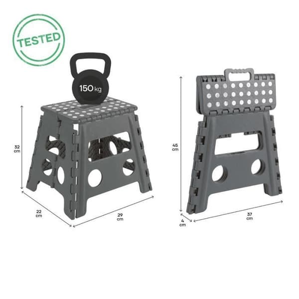 Arregui TB-032-G Multipurpose Folding Pall, Step Pall, 32 cm hög, grå
