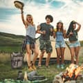 Miniatyrbild 3 av 6: Relaxdays Campingpall med ficka, hopfällbar, transportabel, lätt, 42x35x29 cm, bärstol, polyester, beige