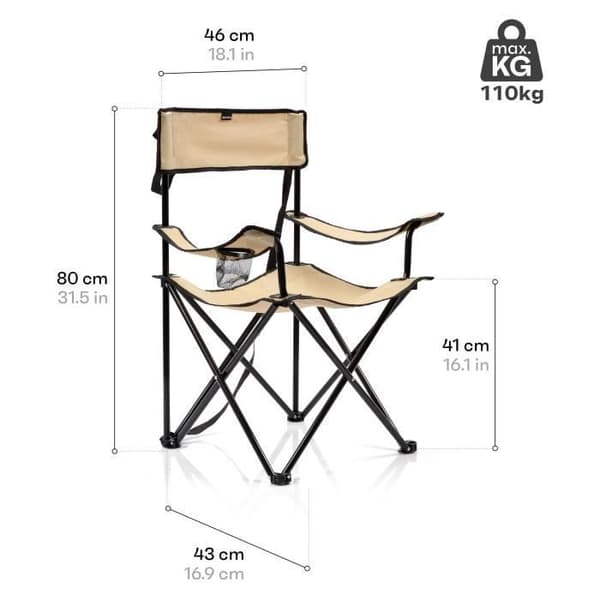 Meteor Seza Tourist Folding Camping Stol 56 x 65 x 80 cm Beige