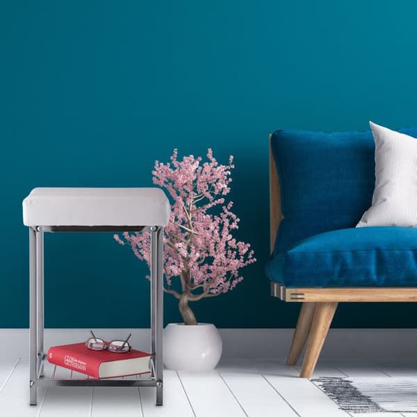 Badrumsstol - Relaxdays - Vit - 47 x 33 x 33 cm - Vadderad - Inomhus