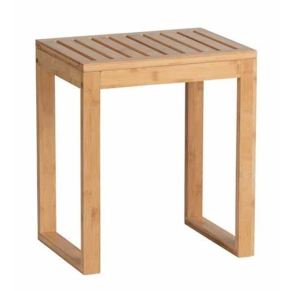 WENKO badrumspall i bambu, badrumspall i bambu, trä i bambu, 40x30x46 cm, brun