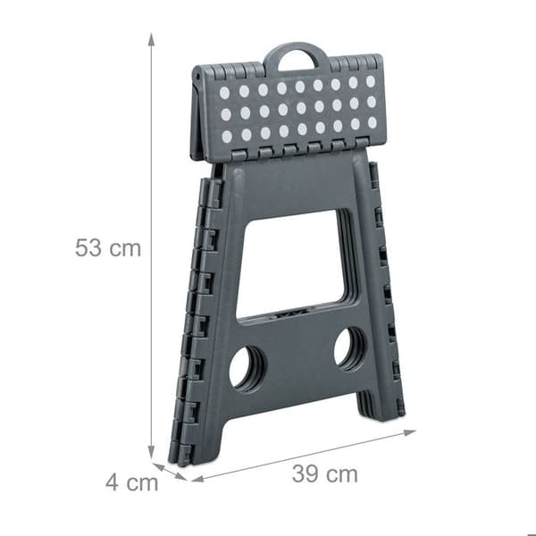 Relaxdays hopfällbar XL, transportabel, badrum, camping, 39 x 39 x 32 cm, upp till 150 kg, plast, grå