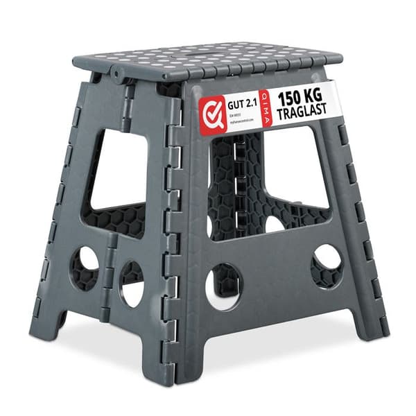 Relaxdays hopfällbar XL, transportabel, badrum, camping, 39 x 39 x 32 cm, upp till 150 kg, plast, grå