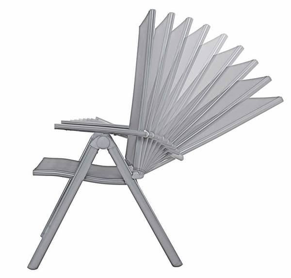Ambientehome - 50205 - Justerbar svart aluminium hopfällbar campingstol 8 positioner