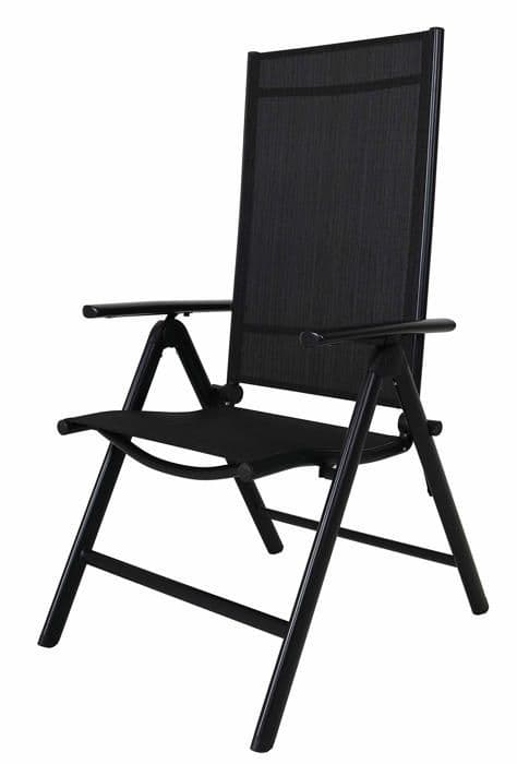 Ambientehome - 50205 - Justerbar svart aluminium hopfällbar campingstol 8 positioner