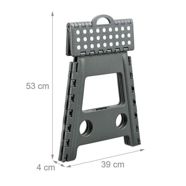 Relaxdays XL ihopfällbar pall, transportabel, badrum, camping, 39x39x32 cm, upp till 150 kg, plast, ljusgrå