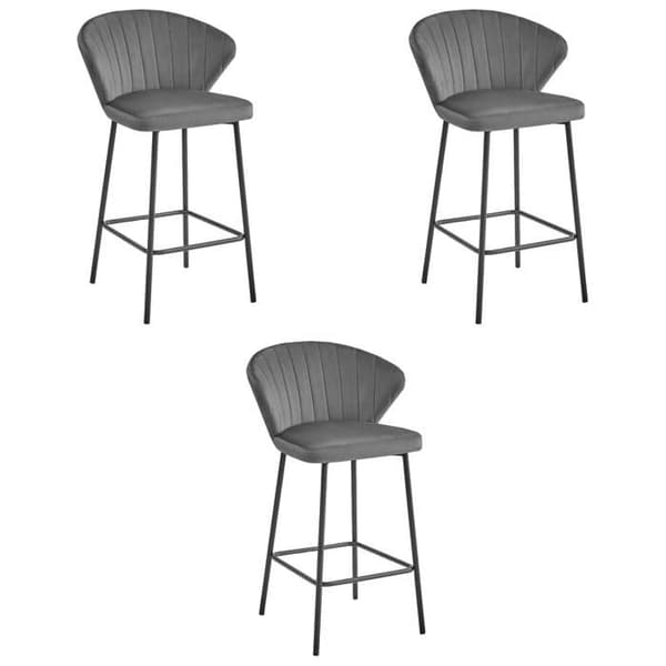 Taburett GATTA - mörkgrå sammet / svarta ben x 3