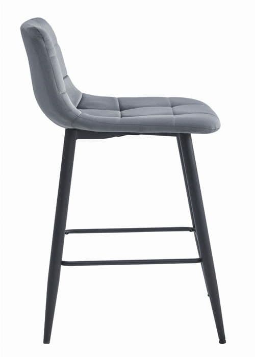 Tabouret ARCETO - mörkgrå sammet / svarta ben x 2