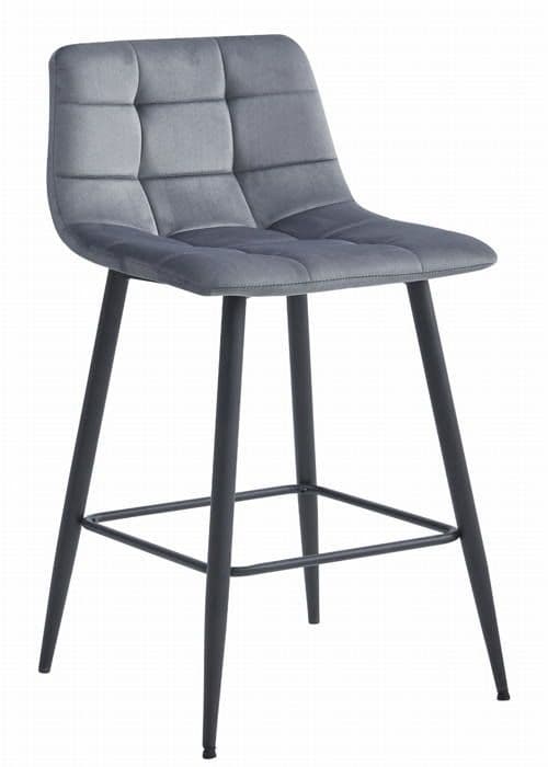 Tabouret ARCETO - mörkgrå sammet / svarta ben x 2