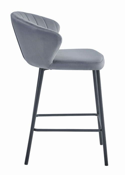 Barstol - GATTA - Mörkgrå sammet - Svarta ben - Set om 4 - Modern design