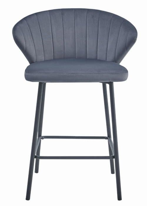 Barstol - GATTA - Mörkgrå sammet - Svarta ben - Set om 4 - Modern design