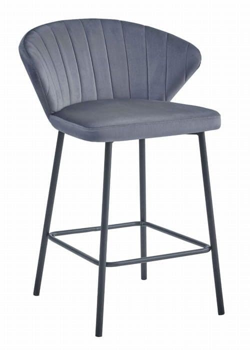 Barstol - GATTA - Mörkgrå sammet - Svarta ben - Set om 4 - Modern design