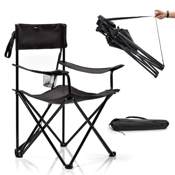 Meteor Seza Tourist Folding Camping Stol 56 x 65 x 80 cm Svart