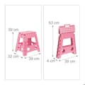 Miniatyrbild 4 av 6: Relaxdays Fällbar pall, halkskydd, 120 kg max belastning, handtag, fällbar stege, HxBxD: 39 x 38,5 x 32 cm, rosa