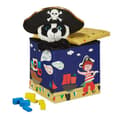 Miniatyrbild 1 av 6: Relaxdays Barnstol, hopfällbar sitslåda med förvaringsutrymme, piratdesign, HxlxB 31x31x31cm