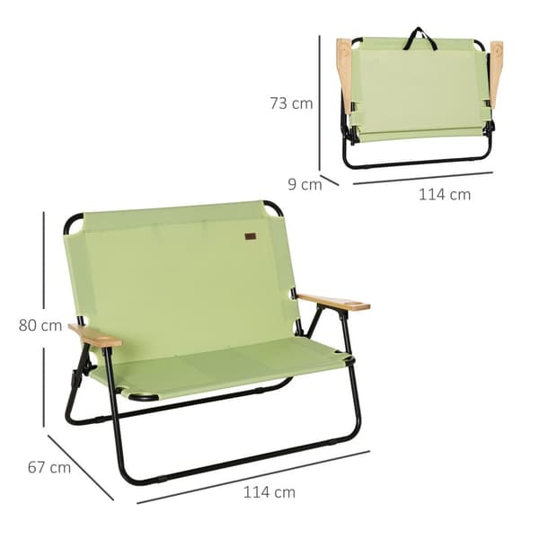 Campingstol, 2-sits, 114x67x80 cm, Ljusgrön