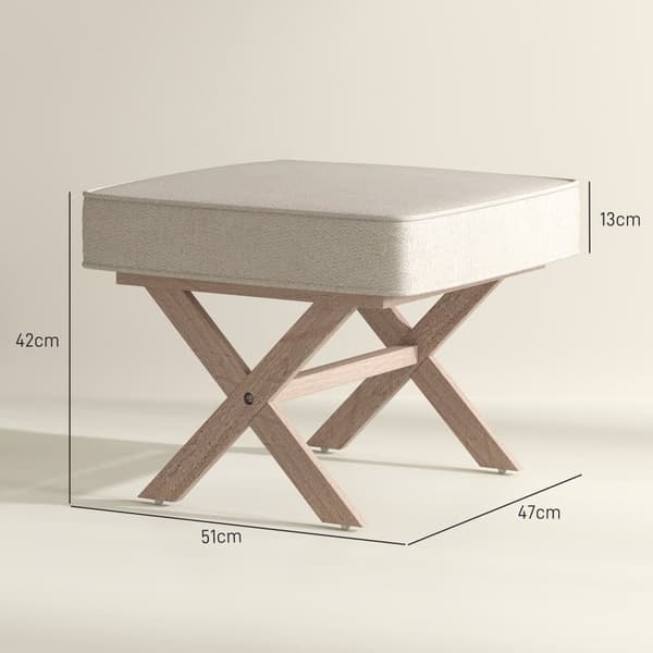 Polstret Skammel, 51x47x42 cm, Beige