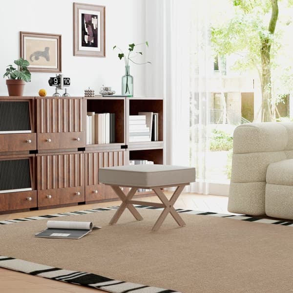 Polstret Skammel, 51x47x42 cm, Beige