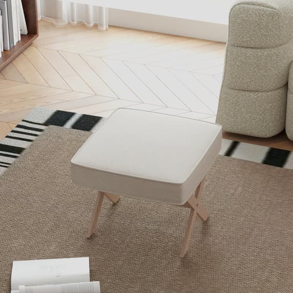 Polstret Skammel, 51x47x42 cm, Beige