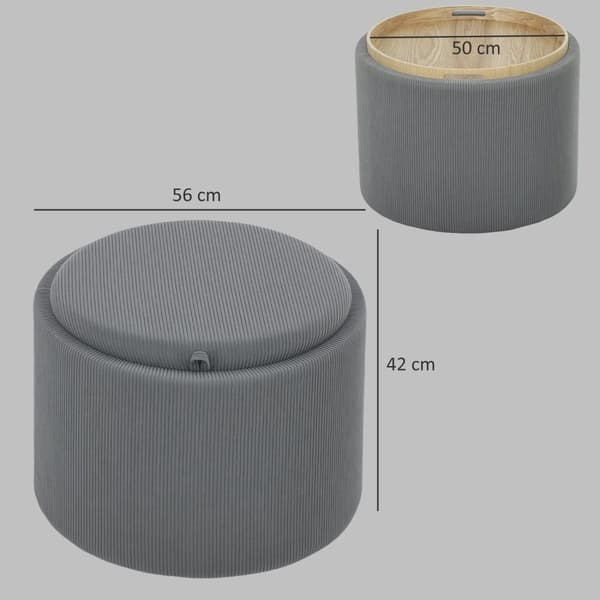 Rootz Storage Stool - Footrest - Lagring Ottoman - Hidden Storage - Ø56 x 42H CM - Grå sladdtyg - Stylskt och funktionellt design