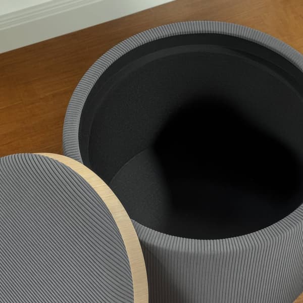 Rootz Storage Stool - Footrest - Lagring Ottoman - Hidden Storage - Ø56 x 42H CM - Grå sladdtyg - Stylskt och funktionellt design