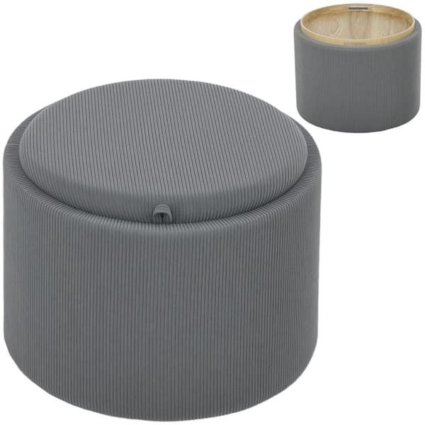 Rootz Storage Stool - Footrest - Lagring Ottoman - Hidden Storage - Ø56 x 42H CM - Grå sladdtyg - Stylskt och funktionellt design