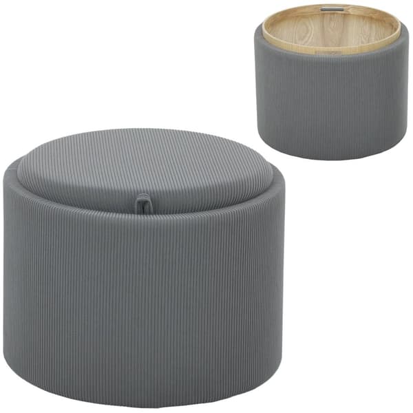 Rootz Storage Stool - Footrest - Lagring Ottoman - Hidden Storage - Ø56 x 42H CM - Grå sladdtyg - Stylskt och funktionellt design
