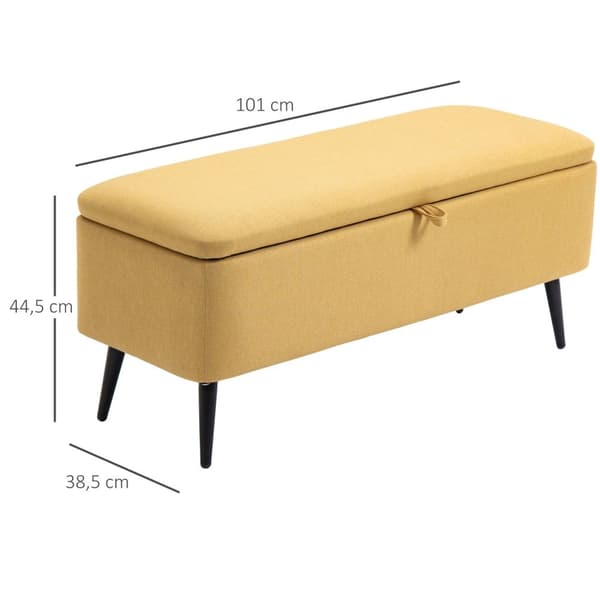 Rootz Bank Storage Bench - Kankaan varastointi Ottomaani - Keltainen jalkatuooli - tarjoaa optimaalisen mukavuuden - 101b x 38,5T x 44,5H cm