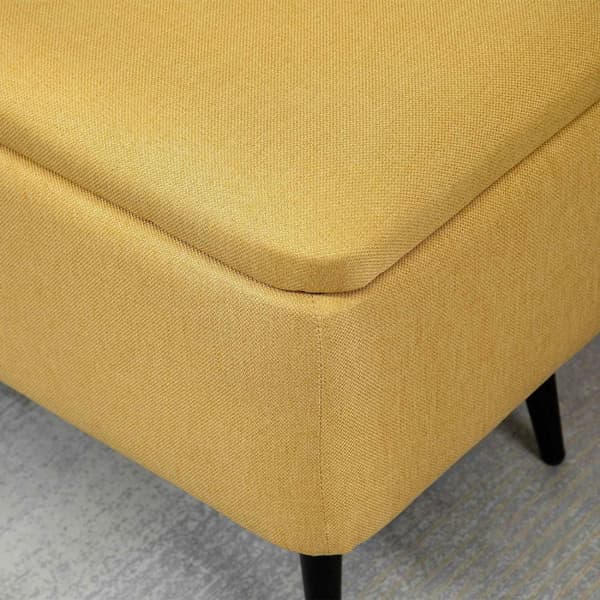 Rootz Bank Storage Bench - Kankaan varastointi Ottomaani - Keltainen jalkatuooli - tarjoaa optimaalisen mukavuuden - 101b x 38,5T x 44,5H cm